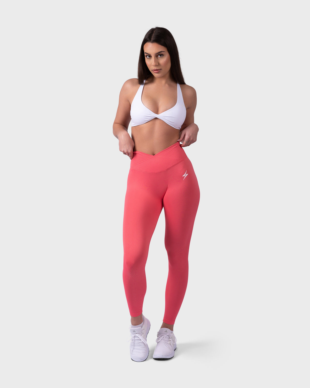 PWG Active Evolve Sculpt V-waist leggings in Bubblegum - Scrunch design with a breathable fabric - Front View