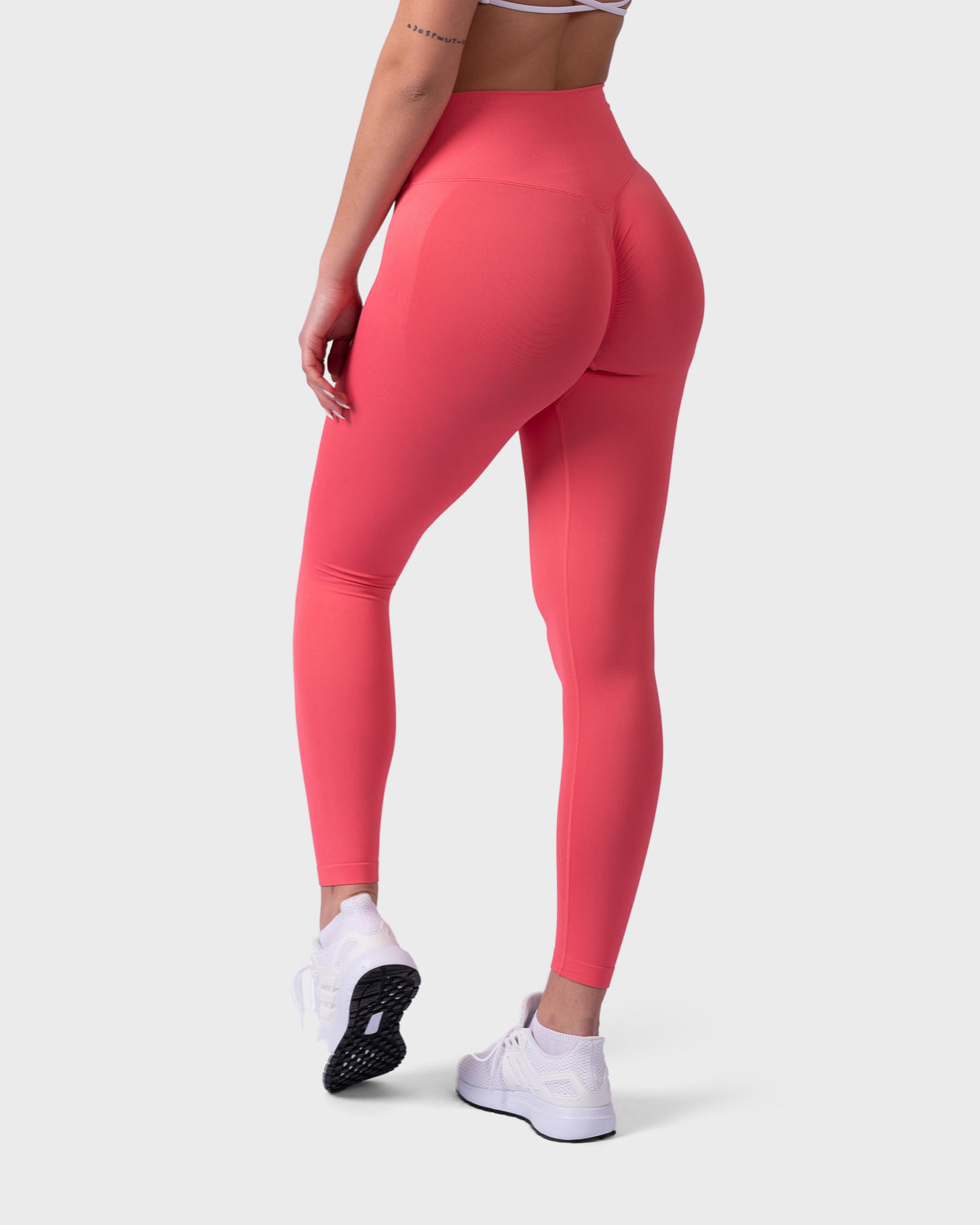 PWG Active Evolve Sculpt V-waist leggings in Bubblegum - Scrunch design with a breathable fabric - Back View