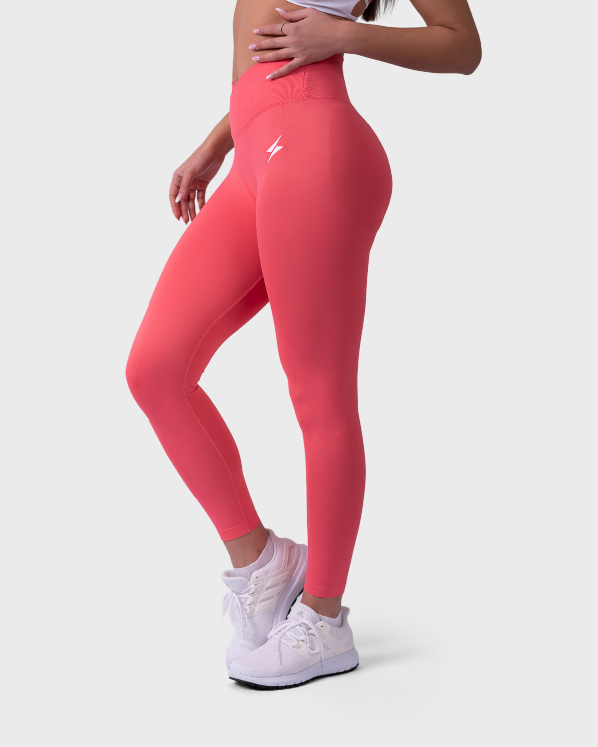 PWG Active Evolve Sculpt V-waist leggings in Bubblegum - Scrunch design with a breathable fabric - Side View