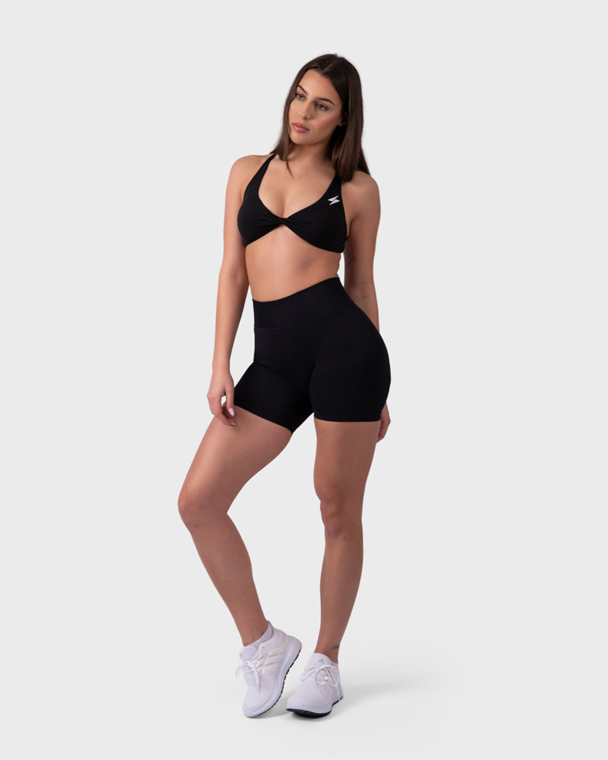 PWG Active Form Sculpting Shorts in Black – High Ribbed Waistband, Sculpting Design Gym Shorts