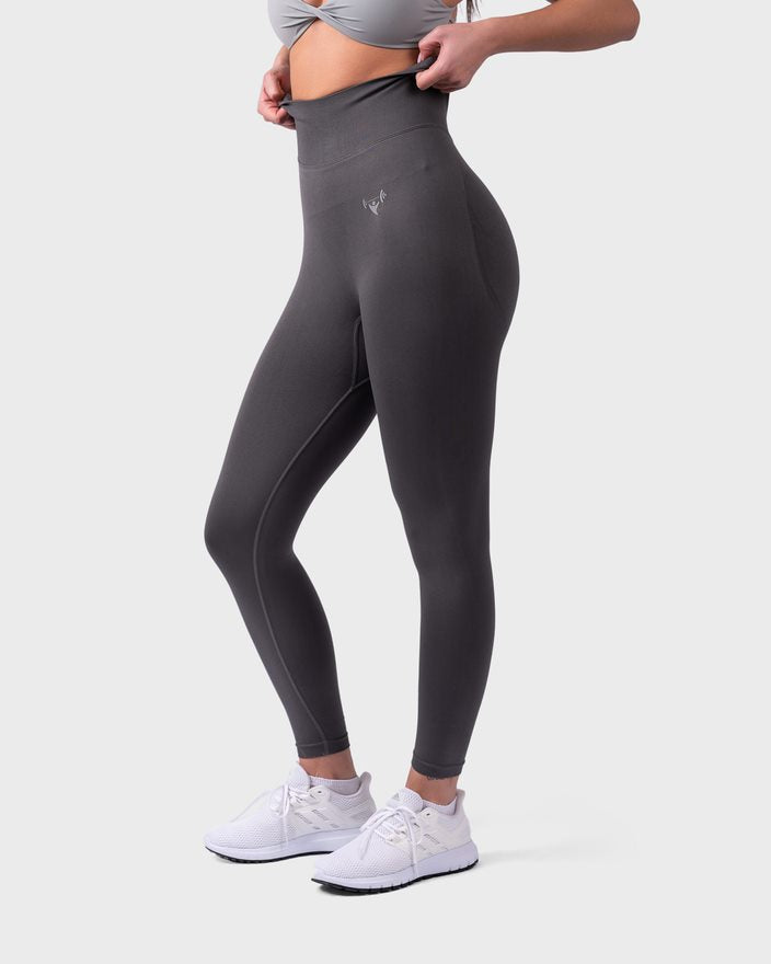 PWG Active Arise High Waisted Leggings in Grey, ultra high waist, squat-proof, scrunch form, curve contouring, breathable fabric