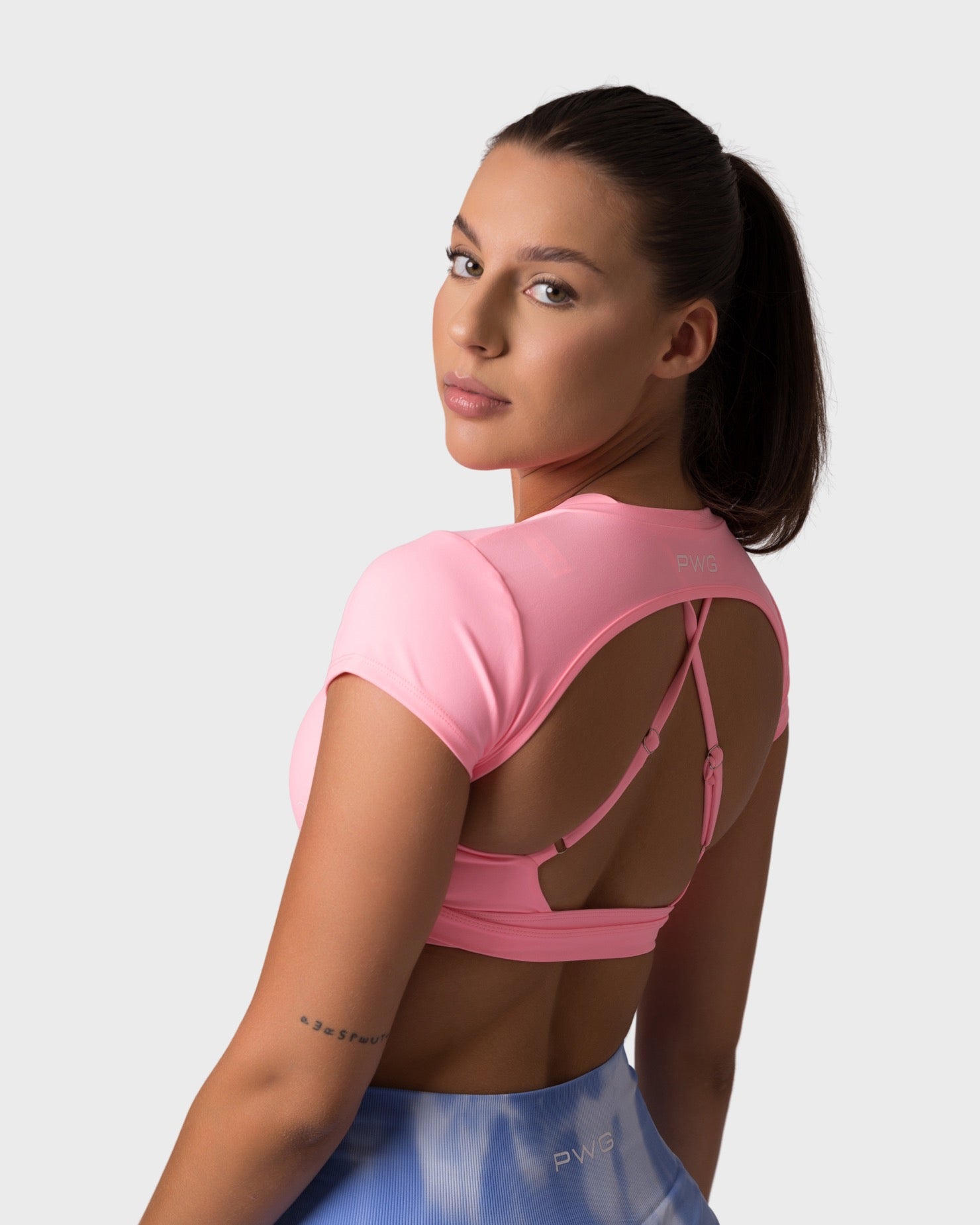 PWG x CC Short Sleeve Top in Rose, eco-friendly, super soft design for confidence and style - Back View