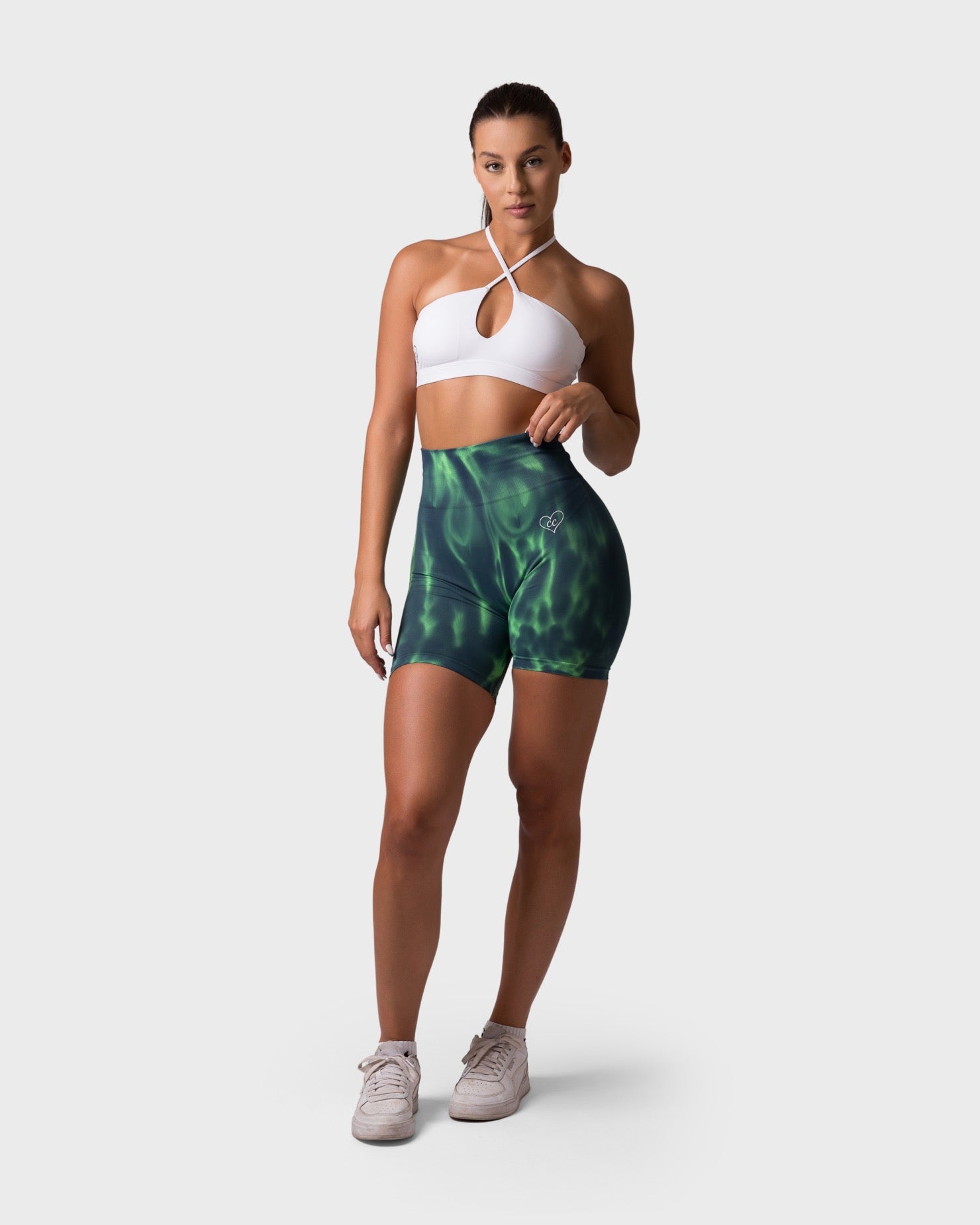 PWG x CC Shorts in Emerald, eco-friendly, super soft, butt-lifting design for comfort and fitness confidence