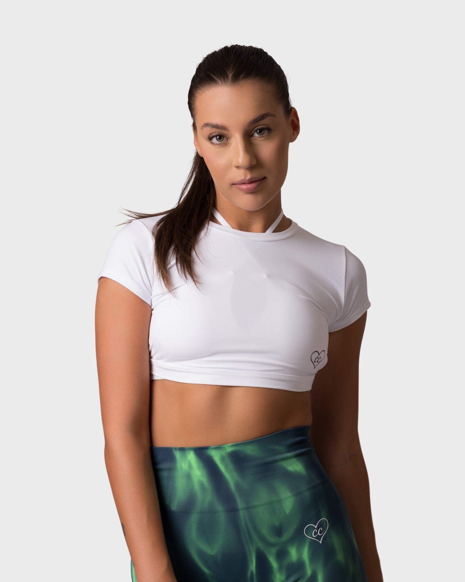 PWG x CC Short Sleeve Top in White, eco-friendly, super soft design for confidence and style - Front View