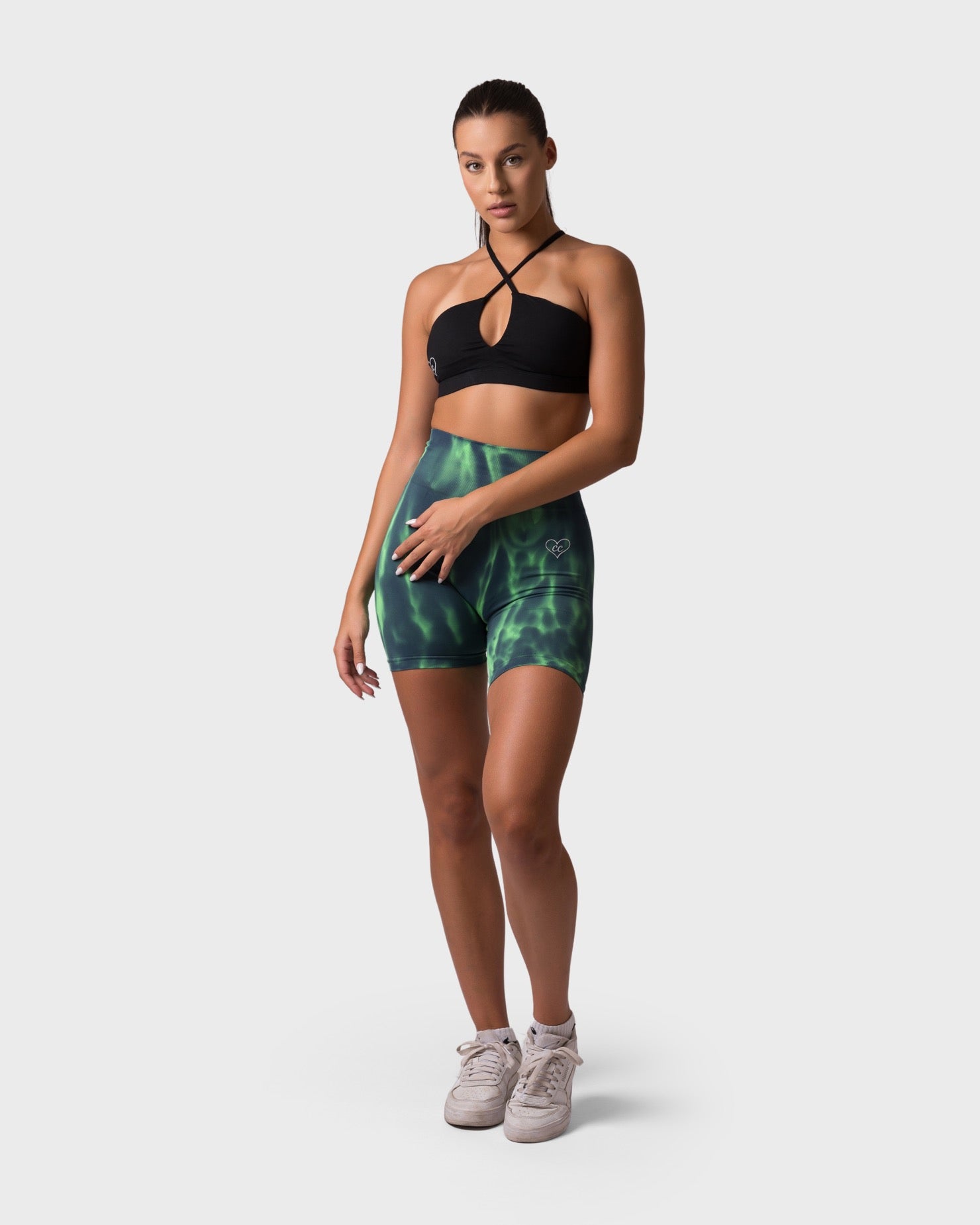 PWG x CC Cross-Shoulder Bra in Black, eco-friendly, super soft, comfortable, and designed for fitness confidence