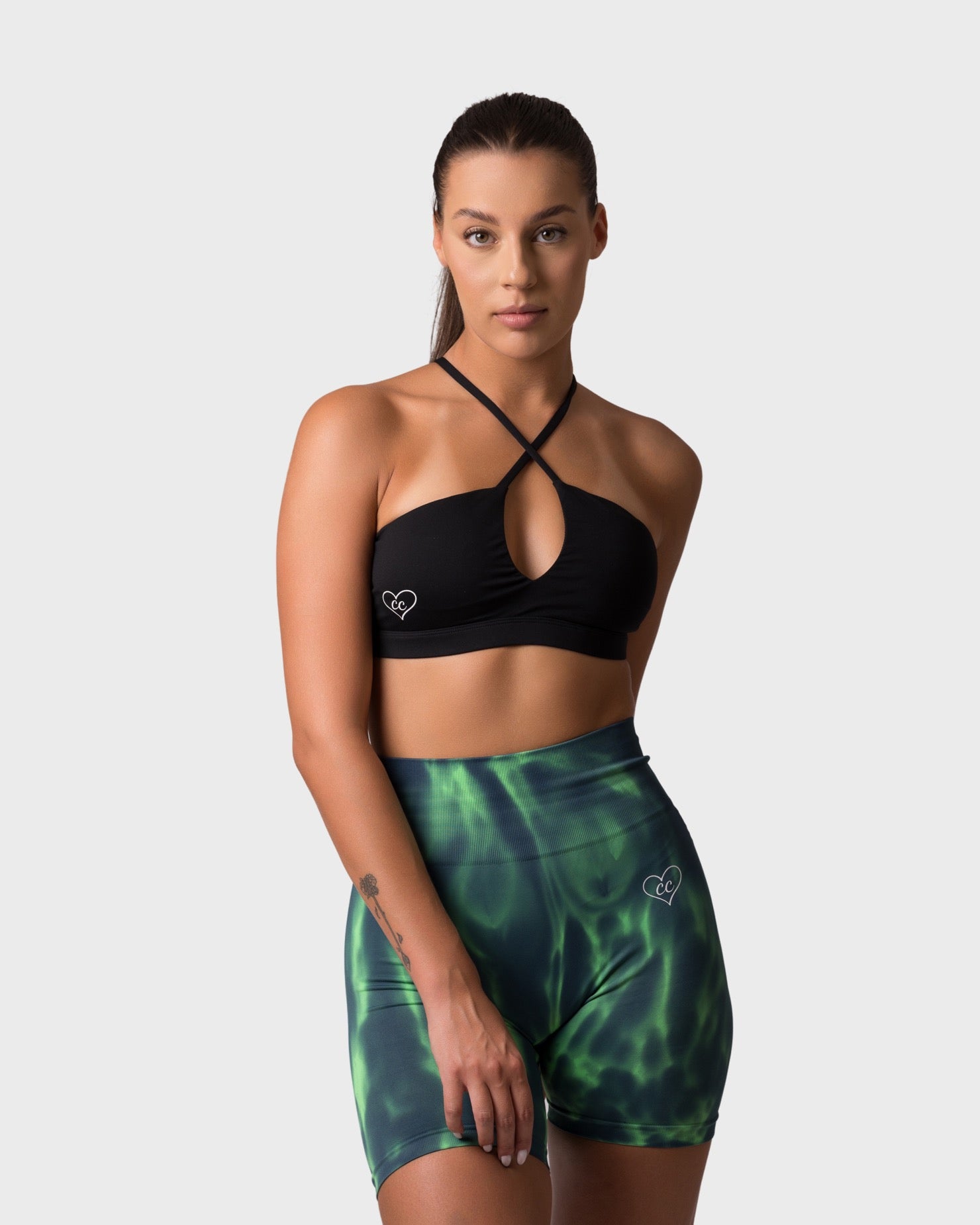 PWG x CC Cross-Shoulder Bra in Black, eco-friendly, super soft, comfortable, and designed for fitness confidence