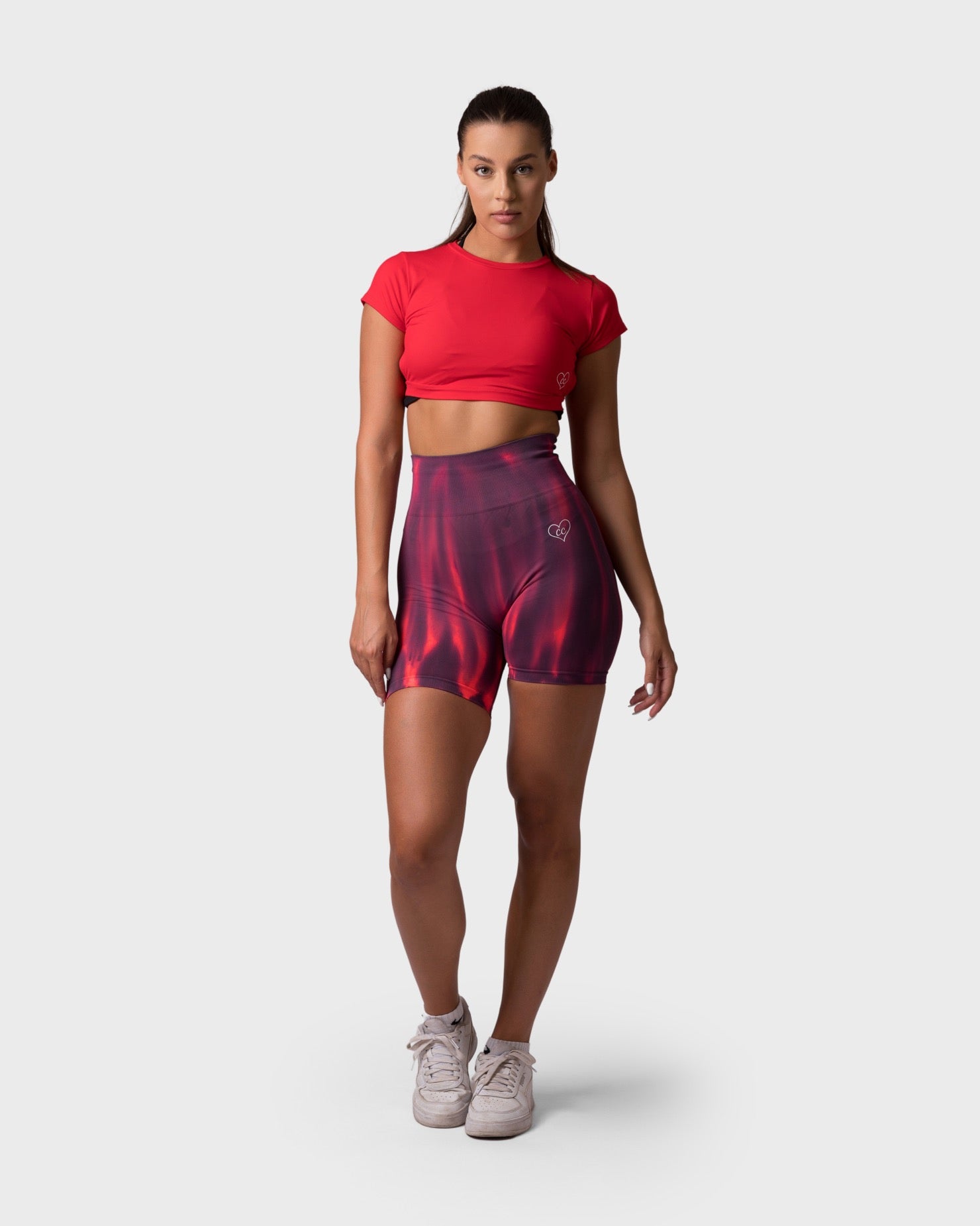 PWG x CC Short Sleeve Top in Ruby, eco-friendly, super soft, butt-lifting design for confidence and style
