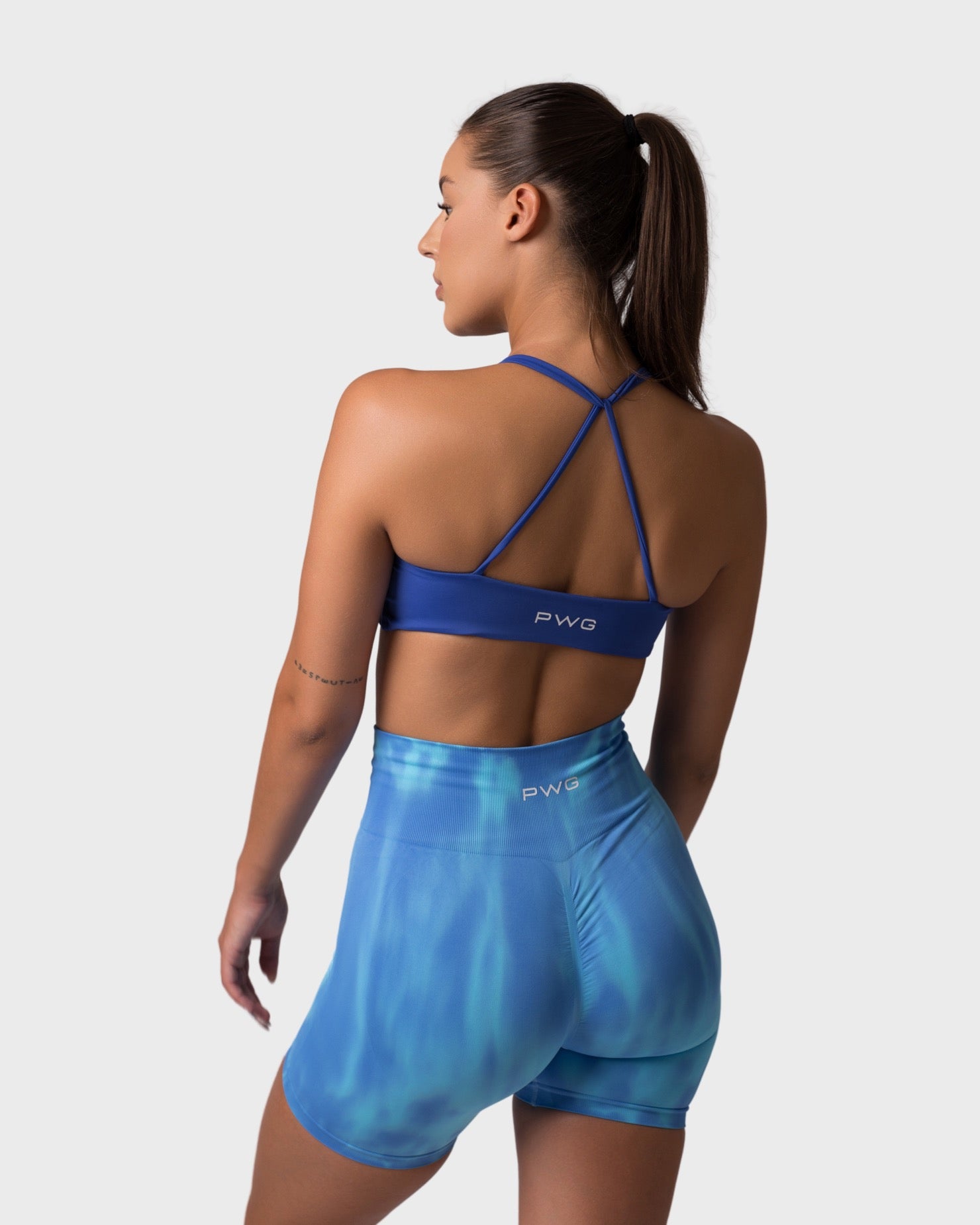 PWG x CC Knitted Sports Bra in Sapphire, eco-friendly, super soft, comfortable, and designed for fitness confidence - Back View