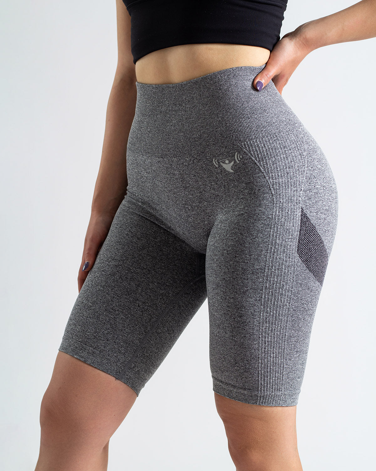 PWG Active Scrunched Lifting Contour High Waist Shorts in Dark Grey, scrunch design, lifting effect, high waist, breathable fabric