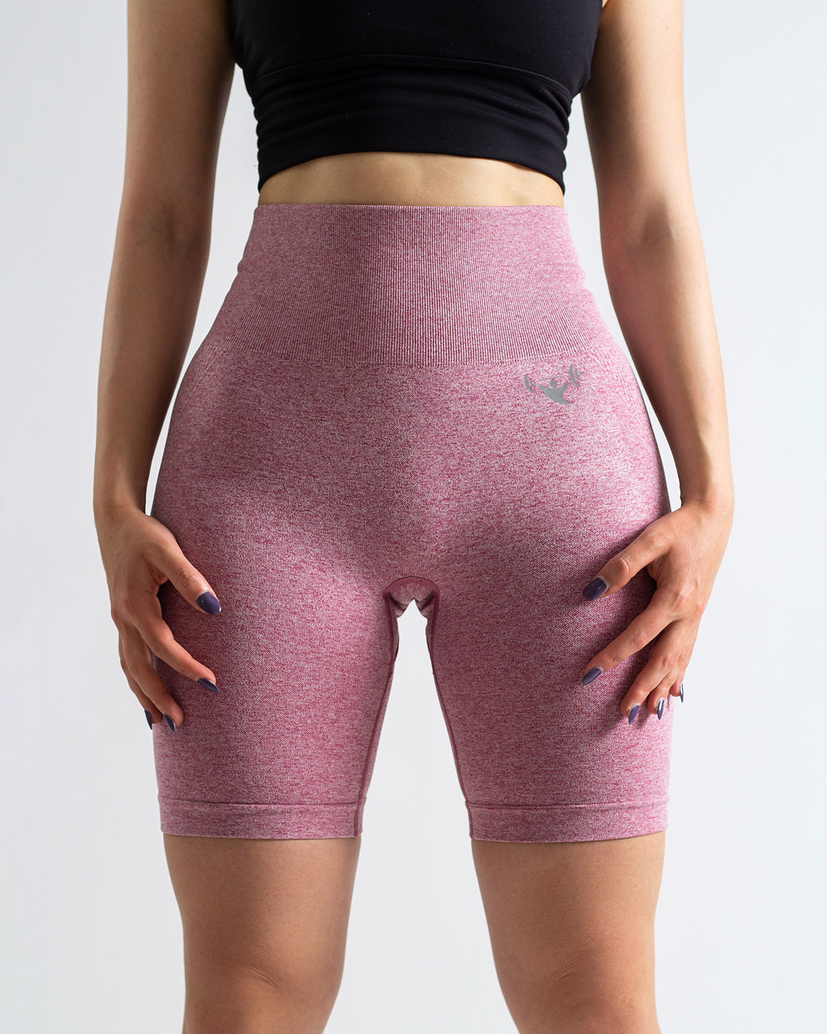 PWG Active Scrunched Lifting Contour High Waist Shorts in Pink, scrunch design, lifting effect, high waist, breathable fabric - Front View