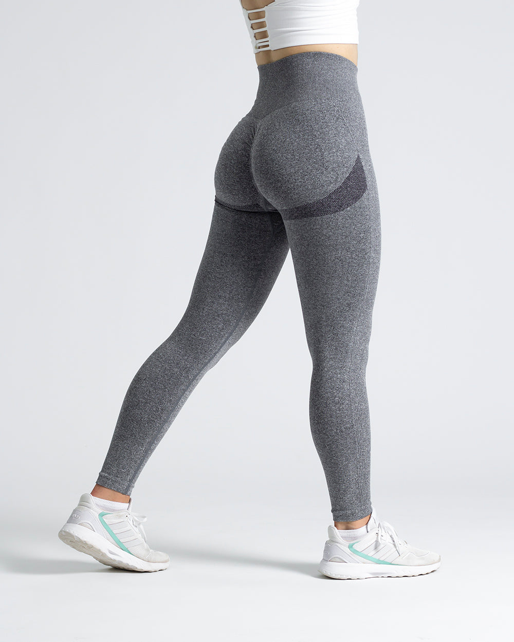 PWG Active Scrunched Lifting Contour High Waist Leggings in Grey, scrunch design, lifting effect, high waist, breathable fabric - Back View