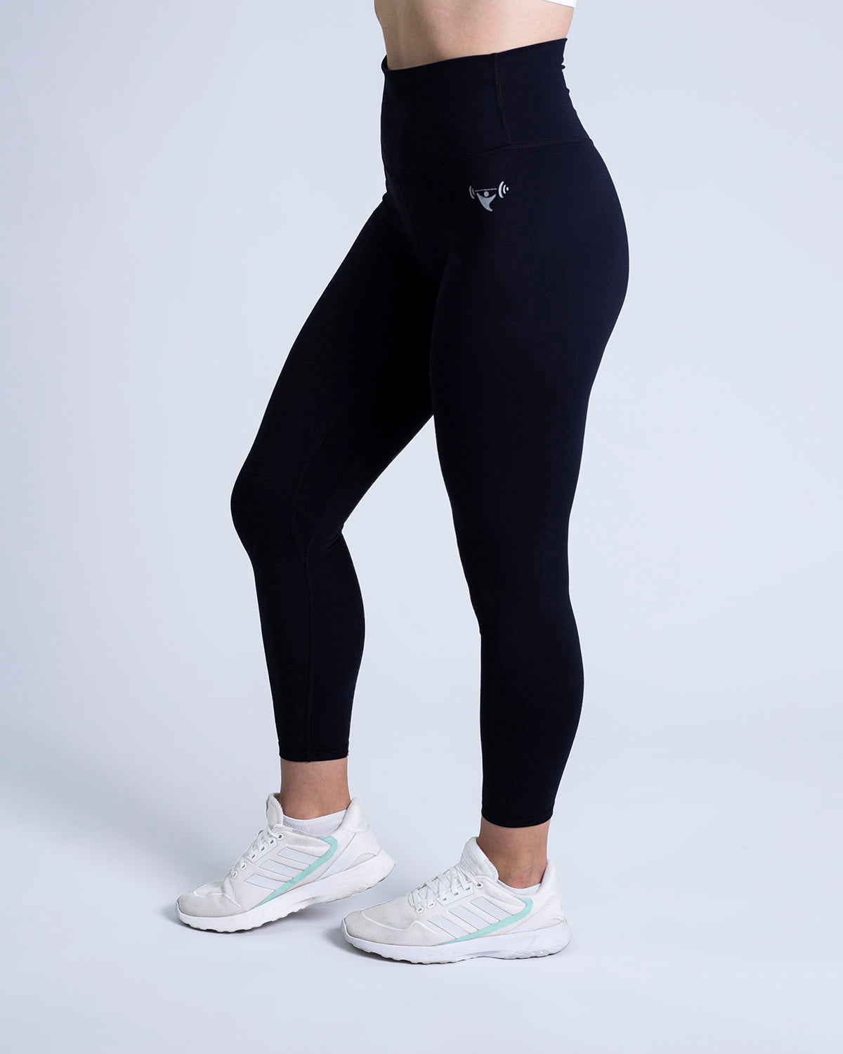 PWG Active Sense High Waisted Leggings in Black, form-fitting, second-skin feel, squat-proof, breathable material - Side View