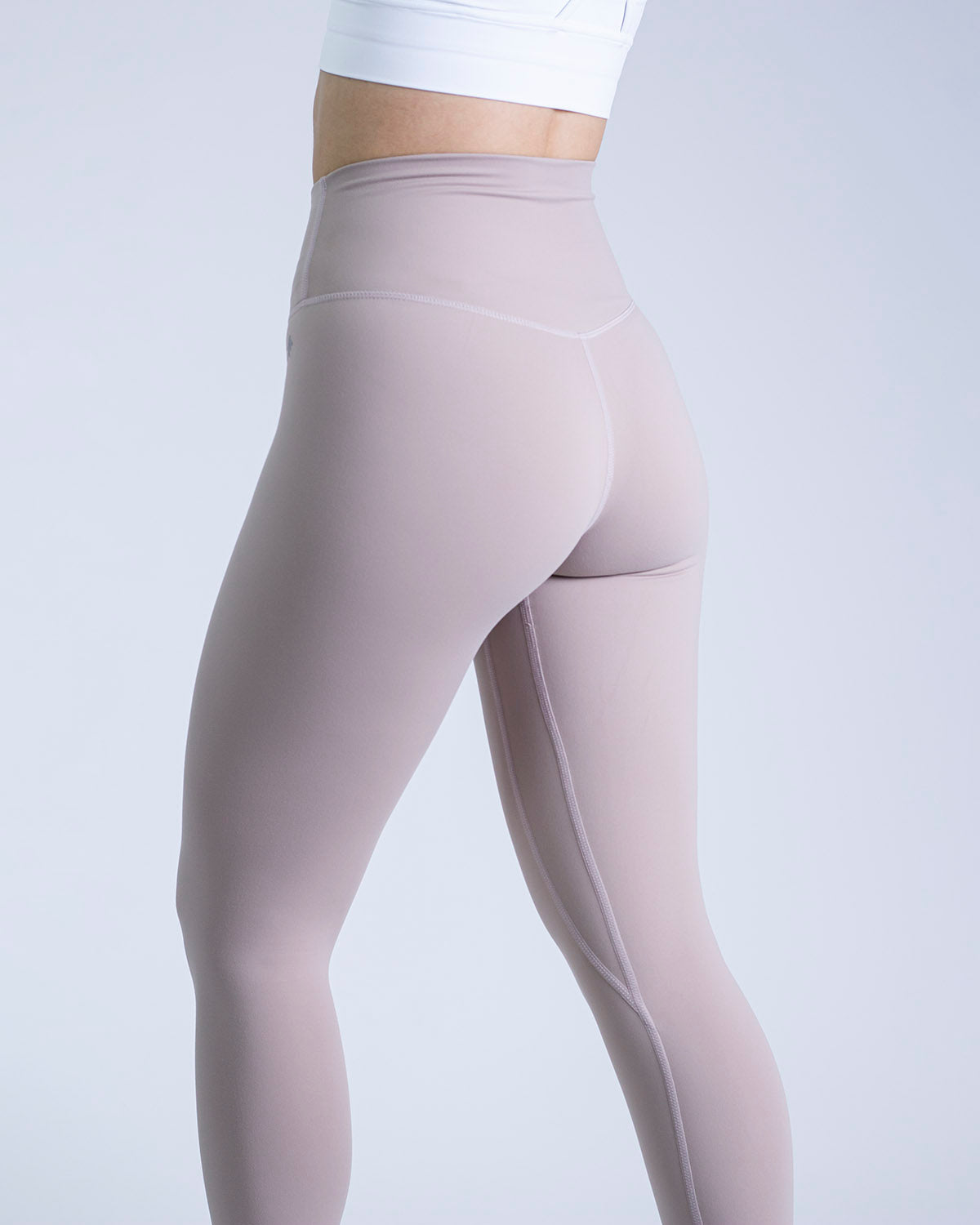 PWG Active Sense High Waisted Leggings in Cappuccino, form-fitting, second-skin feel, squat-proof, breathable material - Back View