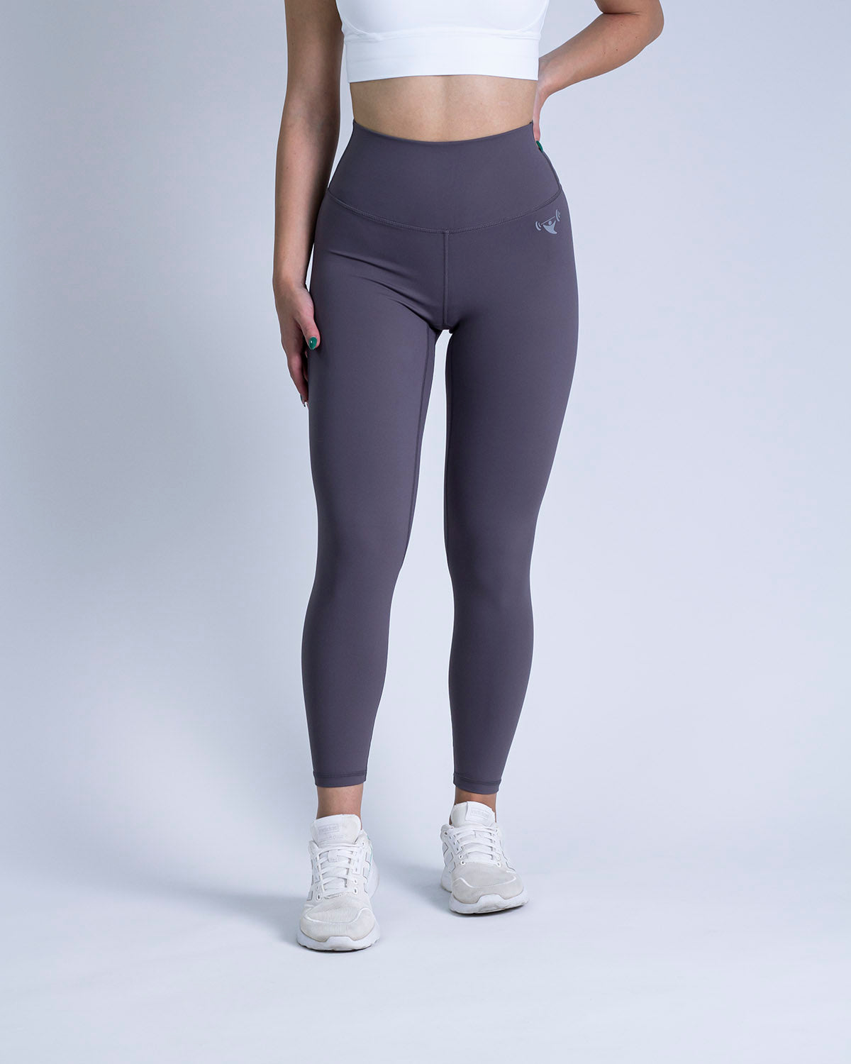 PWG Active Sense High Waisted Leggings in Graphite, form-fitting, second-skin feel, squat-proof, breathable material - Front View