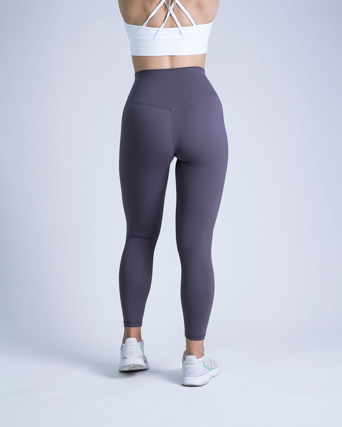 PWG Active Sense High Waisted Leggings in Graphite, form-fitting, second-skin feel, squat-proof, breathable material - Back View