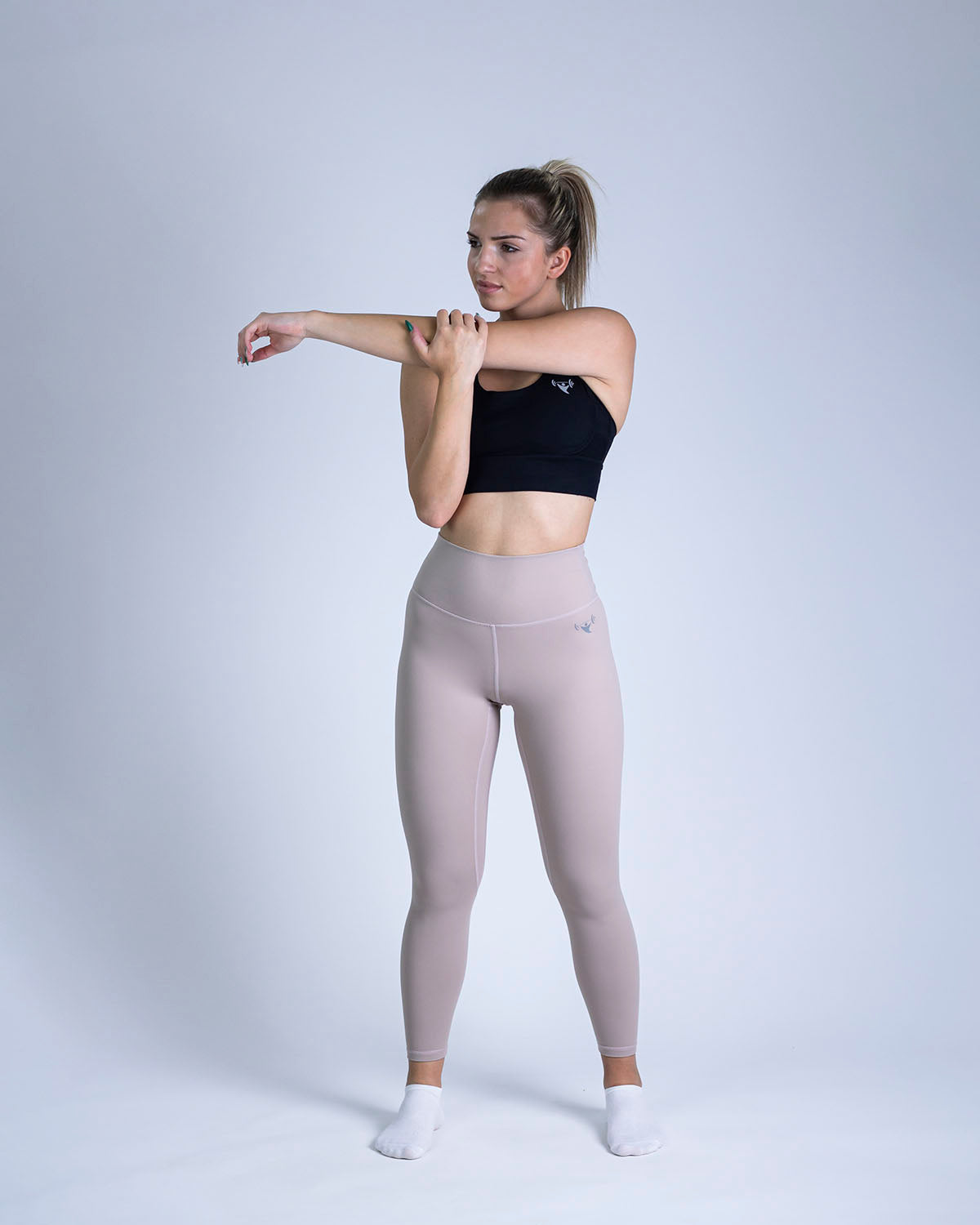 PWG Active Sense Cross Back Sports Bra in Black, sculpting fit, double strap, supportive underband, soft fabric