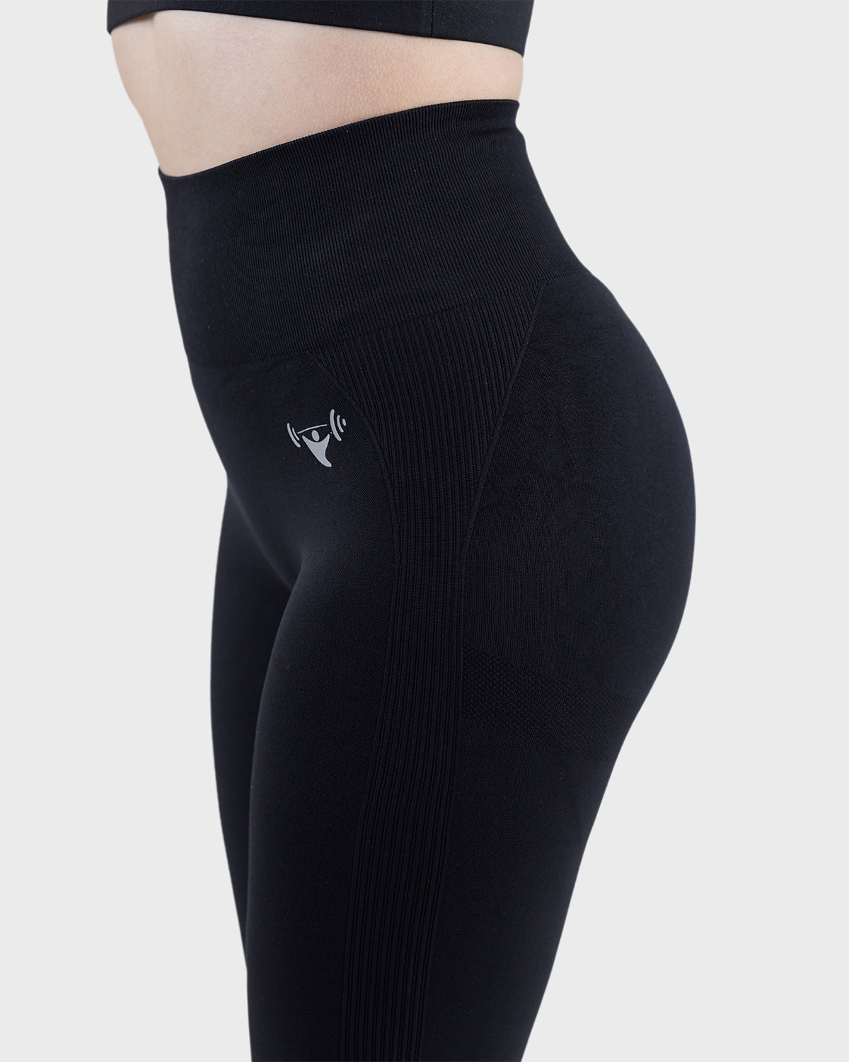 PWG Active Scrunched Lifting Contour High Waist Leggings in Black, scrunch design, lifting effect, high waist, breathable fabric - Close up