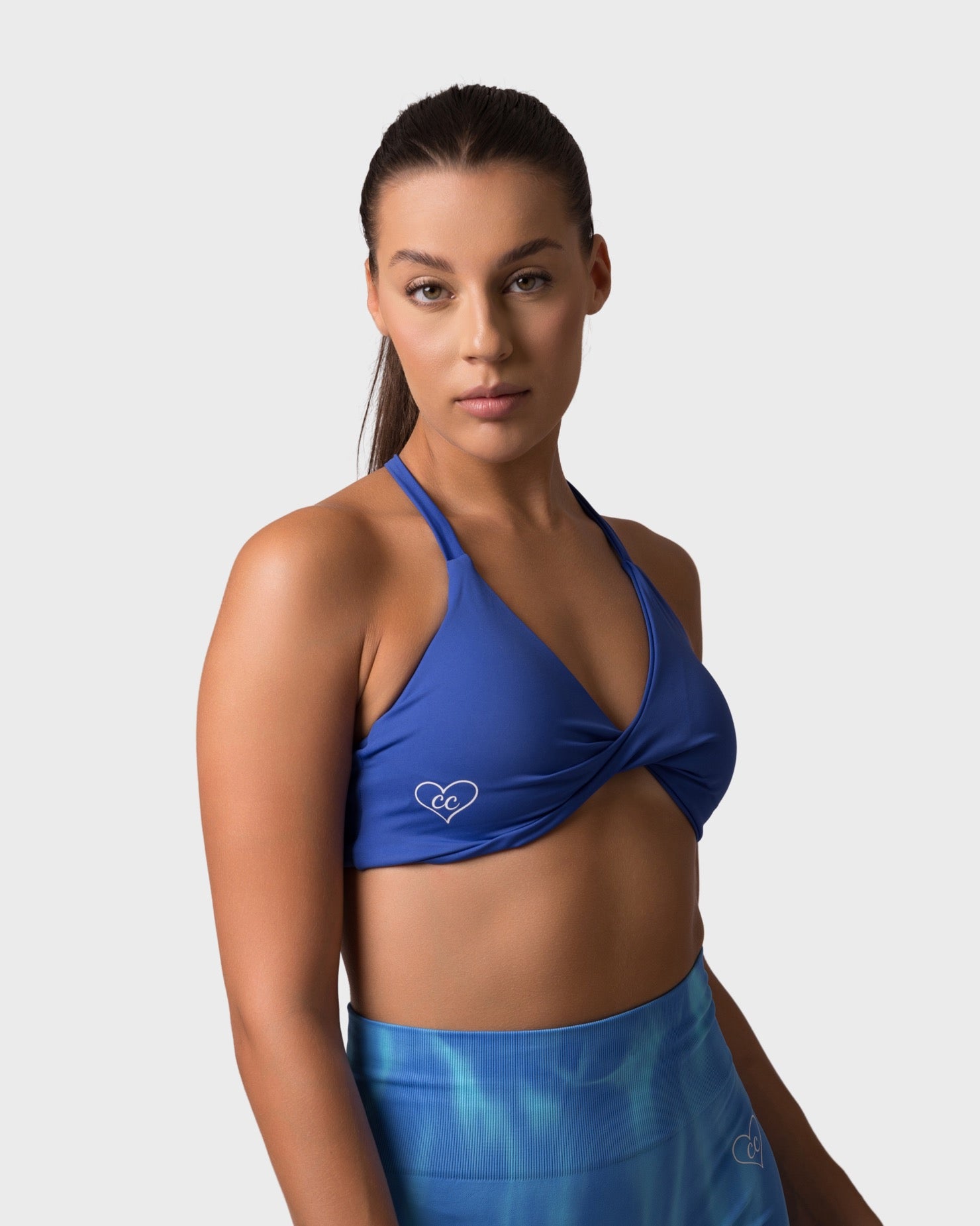 Power Medium Support Sports Bra - Blue Tiger Emboss Print, Women's Sports  Bras