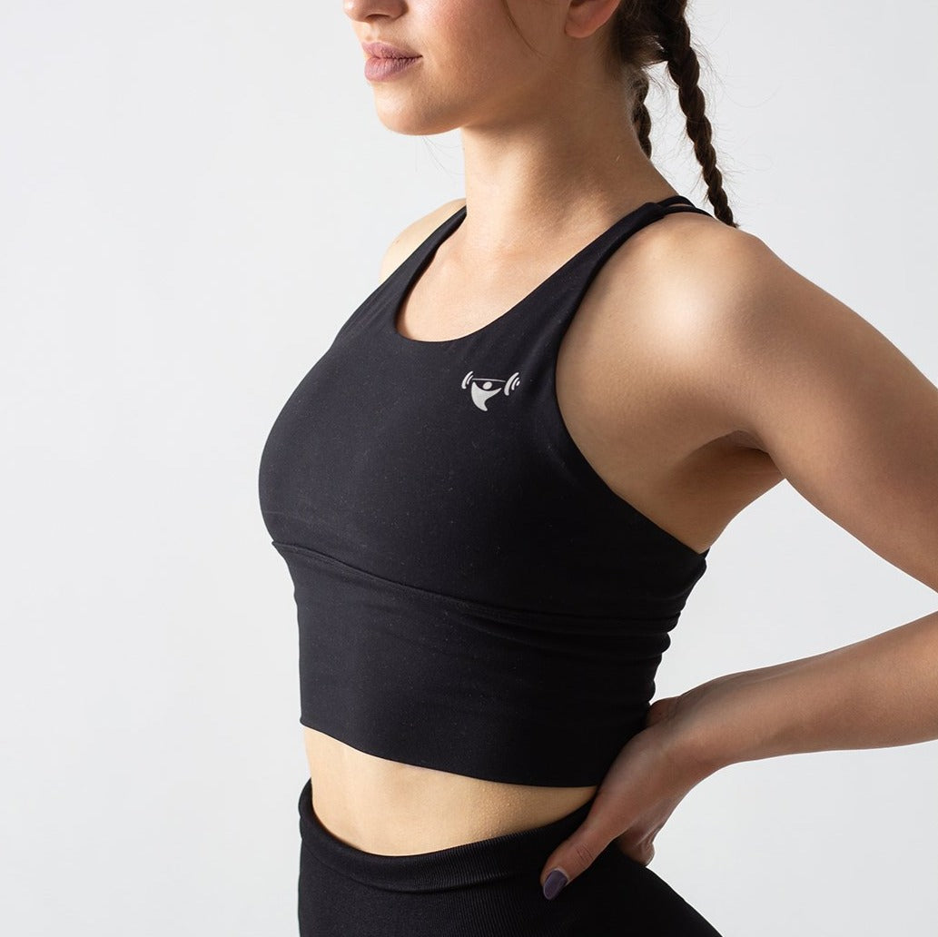 Womens Cross-Back Sports Bra - Black