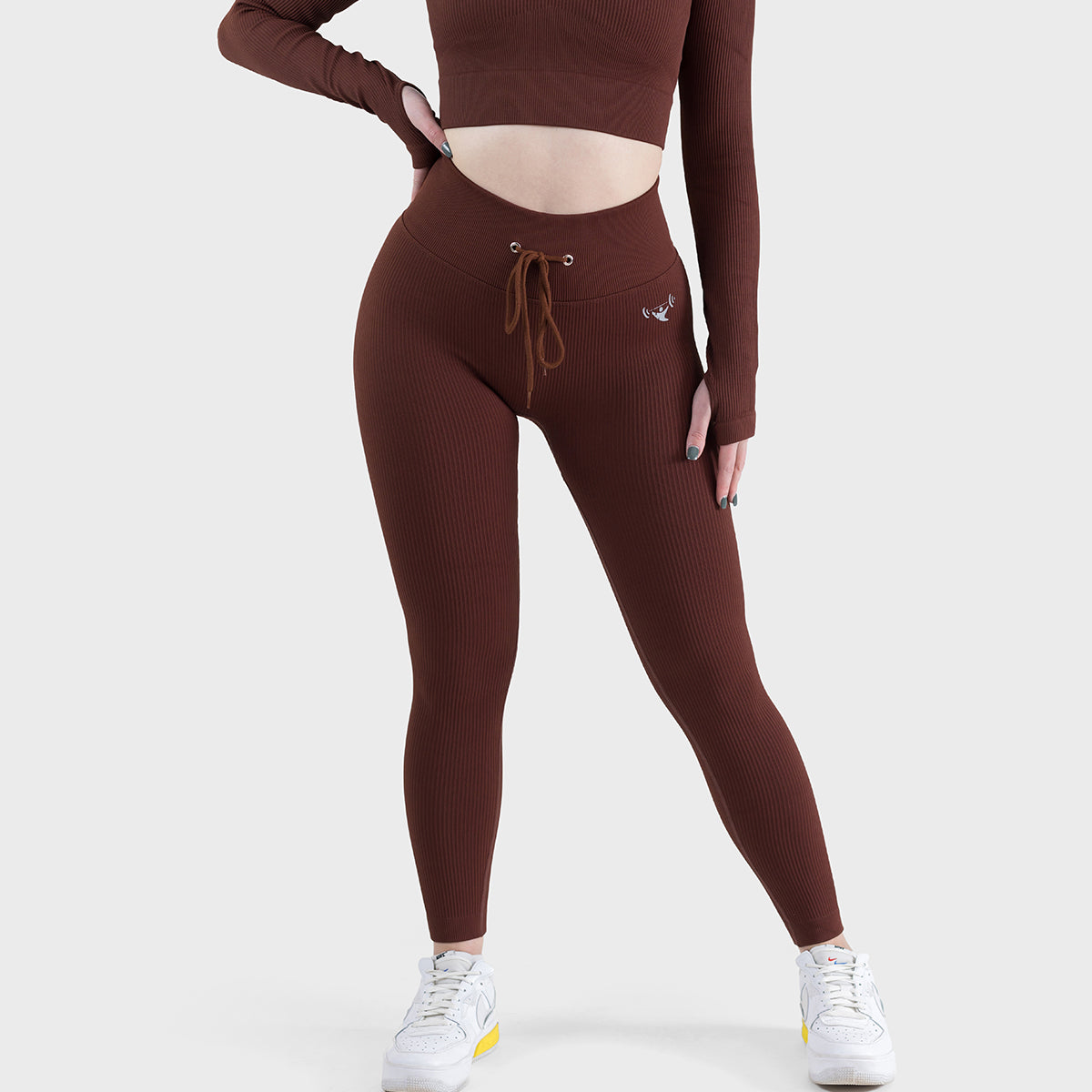 Seamless Ribbed leggings Brown – CLIQUE