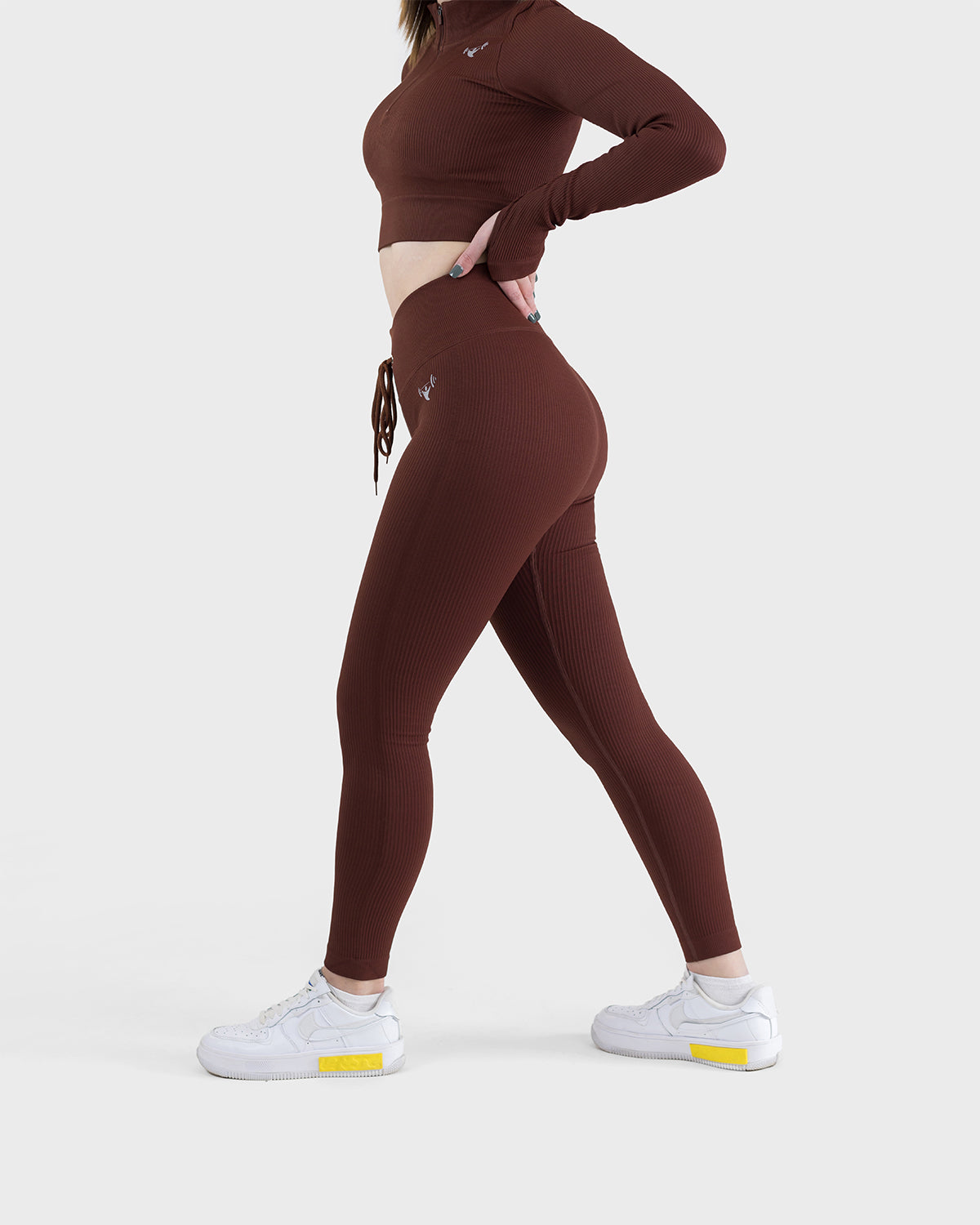 Ribbed Leggings – brown – Official Gymwear